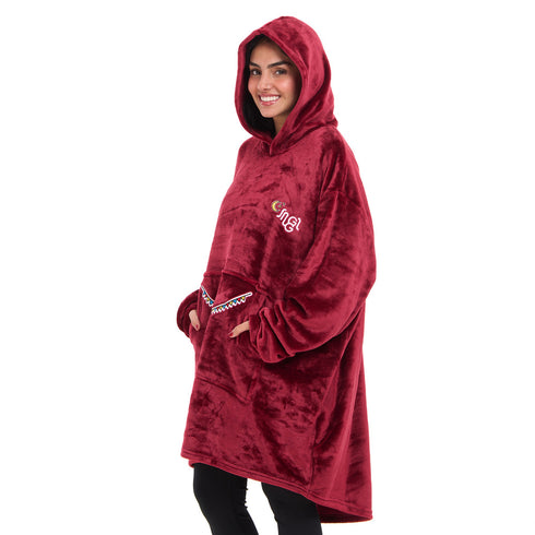 Snuggs Blanket Hoodie Dark Red عربية فول